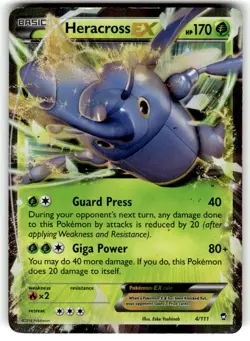 Heracross EX 4/111 Holo EX Rare Furious Fists Pokemon Heavily Played - Image 1