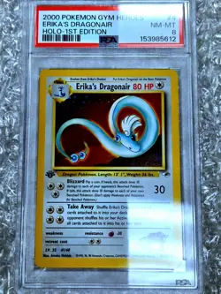 2000 Erika's Dragonair 1st Edition Holo PSA 8 Pokemon TCG Gym Heroes #4 English - Image 1
