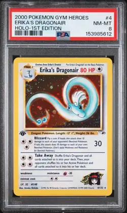 2000 Erika's Dragonair 1st Edition Holo PSA 8 Pokemon TCG Gym Heroes #4 English - Image 4