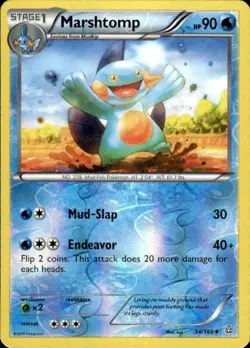 Pokemon Reverse Holo Marshtomp XY - Primal Clash 34/160 LP - Image 1