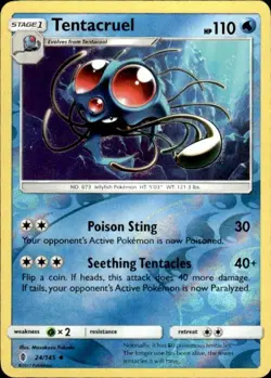 Pokemon Reverse Holo Tentacruel SM - Guardians Rising 24/145 LP - Image 1