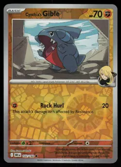 Cynthia's Gible 102/182 Common Destined Rivals Pokemon Reverse Holo Near Mint - Image 1