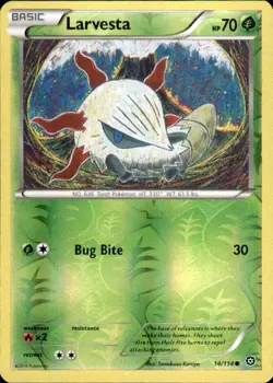 Pokemon Reverse Holo Larvesta XY - Steam Siege 14/114 LP - Image 1