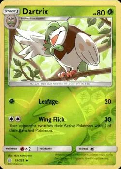 Pokemon Reverse Holo Dartrix SM - Cosmic Eclipse 19/236 LP - Image 1