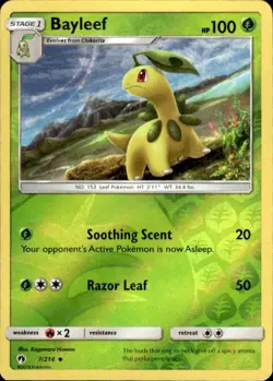 Pokemon Reverse Holo Bayleef SM - Lost Thunder 7/214 LP - Image 1