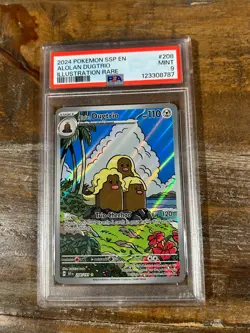 Pokemon 2024 Surging Sparks Illustration Rare ALOLAN DUGTRIO #208 PSA 9 Mint 2 - Image 1