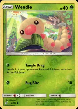 Pokemon Reverse Holo Weedle (2) SM - Team Up 2/181 LP - Image 1