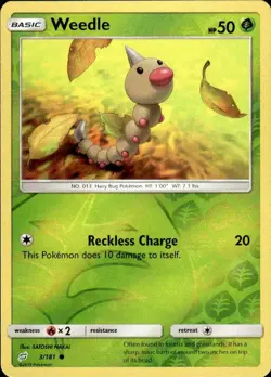 Pokemon Reverse Holo Weedle (3) SM - Team Up 3/181 LP - Image 1