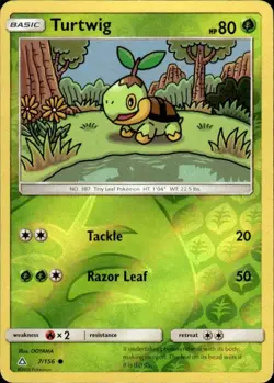 Pokemon Reverse Holo Turtwig (7) SM - Ultra Prism 7/156 LP - Image 1