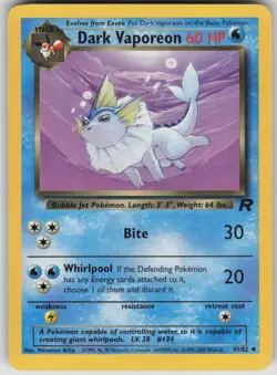 Pokemon TCG Dark Vaporeon Uncommon Team Rocket 45/82 - Image 1
