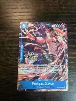 Portgas.D.Ace OP07-053 Alt Art 3rd Anniversary Stamped Promo One Piece TCG NM - Image 1