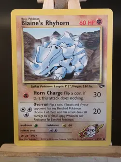 Pokemon Cards Blaine's Rhyhorn 65/132 UNLIMITED Gym Challenge WOTC Common NM - Image 1