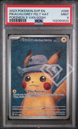 Pokemon Card Pikachu with Grey Felt SVP 085 - Pokemon X Van Gogh PSA 9 English - Image 1