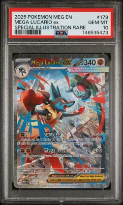 2025 POKEMON MEG EN-MEGA EVOLUTION #179 MEGA LUCARIO EX PSA 10 - Image 1