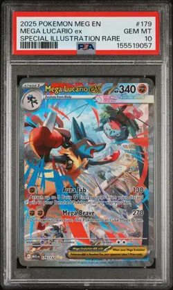 2025 Pokemon Mega Evolution LUCARIO ex #179 Special Illustration Rare SIR PSA 10 - Image 1