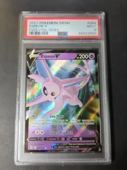 2021 POKEMON SWORD & SHIELD EVOLVING SKIES 064/203 ESPEON V - PSA 9 - Image 1