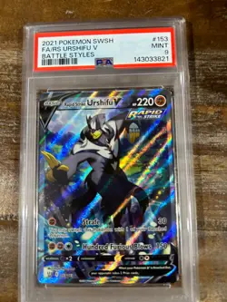 Pokemon 2021 SWSH Battle Styles Full Art RAPID STRIKE URSHIFU #153 PSA 9 Mint - Image 1