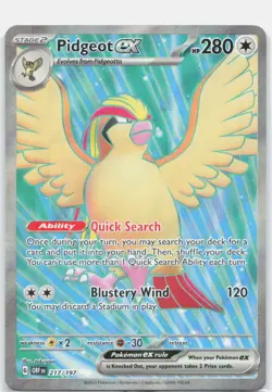 Pidgeot ex 217/197 Ultra Rare Obsidian Flames Pokemon Near Mint - Image 1