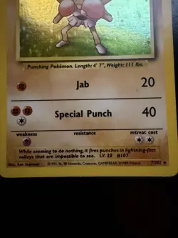 Wizards of the Coast Hitmonchan Base Set Holo Rare 7/102 1999 70 HP - Image 2