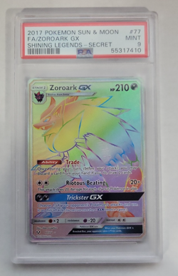 2017 Pokemon Shining Legends #77 Zoroark GX Full Art Rainbox PSA 9 - Image 1