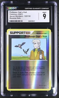 CGC 9 Professor Oak's Visit Secret Wonders 122/132 Reverse Holo Pokemon Card - Image 1