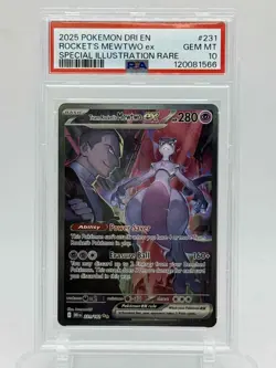 Pokemon Destined Rivals ROCKET'S MEWTWO ex Special Illustration 231/182 PSA 10 - Image 1