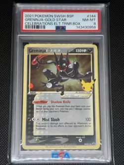 Pokemon TCG Greninja Gold Star SWSH144 Celebrations Black Star Promo PSA 8 - Image 1