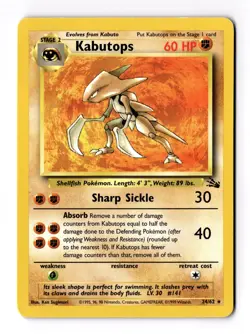 Kabutops 24/62 Fossil Non Holo Wotc Pokemon Card Lp - Image 1