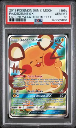 2019 POKEMON SUN & MOON UNBROKEN BONDS #195A FULL ART/DEDENNE GX PSA 10 - Image 1
