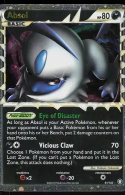 Pokemon Absol 91/102 HGSS Triumphant Prime Rare Lightly Played - Image 1