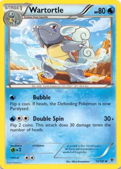 Wartortle 15/101 Uncommon Plasma Blast Pokemon Lightly Played - Image 1
