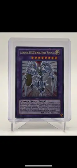 YUGIOH TCG ELEMENTAL HERO SHINING FLARE WINGMAN LCGX-EN050 SECRET 1ST EDITION LP - Image 1