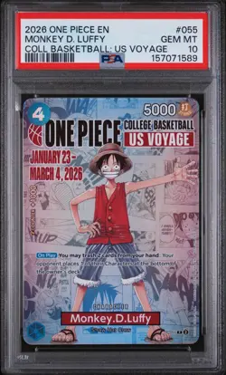 One Piece Monkey D. Luffy US College Voyage Basketball PSA 10- IN HAND - Image 1