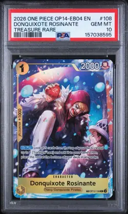 2026 ONE PIECE OP14-EB04-THE AZURE SEA'S SEVEN #108 DONQUIXOTE ROSINANTE PSA 10 - Image 1