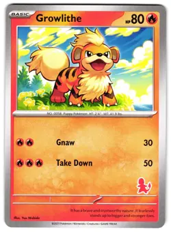 GROWLITHE - NM - MY FIRST BATTLE DECK STAMP CHARMANDER ENGLISH POKEMON CARD - Image 1