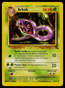 Pokemon Card Arbok 31/62 Fossil Uncommon - Image 1
