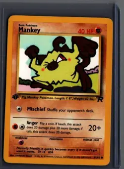 Mankey 61/82 Common Team Rocket Pokemon 1st Edition - Image 1