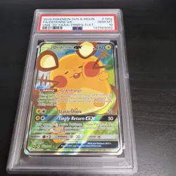 2019 POKEMON SUN & MOON UNBROKEN BONDS #195A FULL ART DEDENNE GX PSA 10 - Image 1