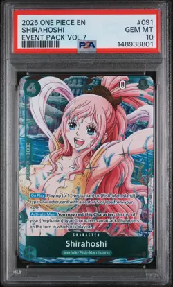 One Piece PSA 10 GEM MINT Shirahoshi English Event Pack Vol 7 Promo Card P-091 - Image 1