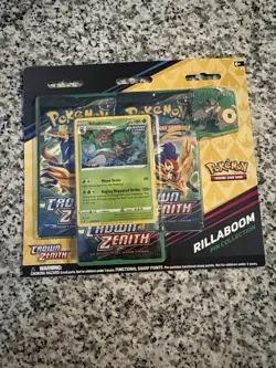 Pokemon Crown Zenith Rillaboom Pin Collection - Image 1