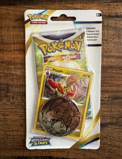 Pokemon TCG Brilliant Stars 1-Pack Booster Blister w/ Flapple Promo, English - Image 1