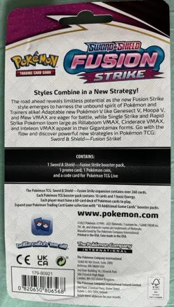 POKEMON SWORD & SHIELD FUSION STRIKE BOOSTER PACK & BLITZLE BLACK STAR PROMO - Image 2