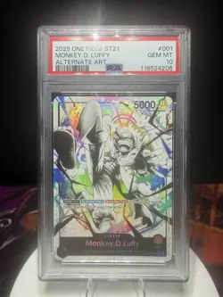 Monkey D. Luffy PSA 10 English One Piece ST21-001 Gear 5 2025 Alternate Art - Image 1