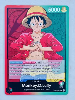 2022 ONE PIECE OP01 ROMANCE DAWN EN 003 MONKEY D. LUFFY PRE ERRATA LEADER - Image 1