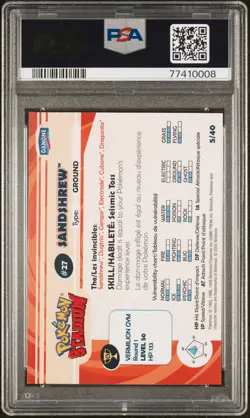 2000 DANONE POKEMON STADIUM TIP #5 SANDSHREW PSA 9 - Image 2