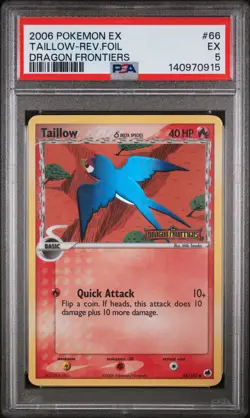 2006 POKEMON EX DRAGON FRONTIERS #66 TAILLOW-REVERSE FOIL PSA 5 - Image 1