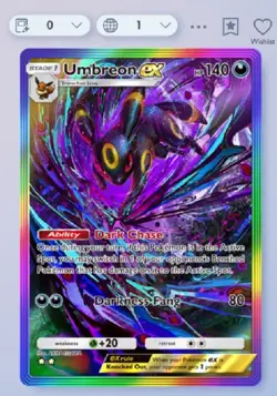 Pokemon TCG Pocket - Rainbow Rare Umbreon Ex 2⭐⭐ Wisdsom Of Sea And Sky English - Image 1
