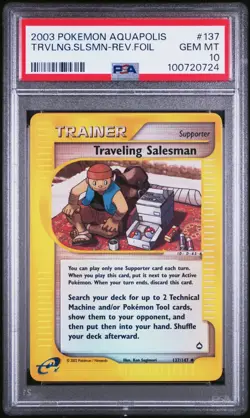 2003 POKEMON AQUAPOLIS 137 TRAVELING SALESMAN-REVERSE FOIL | PSA 10 | POP 4!!! - Image 1