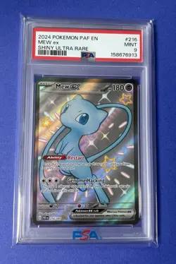 2024 Pokemon PAF EN Mew ex Shiny Ultra Rare #216 PSA 9 MINT - Image 1