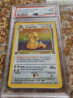 1999 Pokemon Dragonite 1st Edition Fossil Holo 4/62 PSA 9 Mint - Image 1